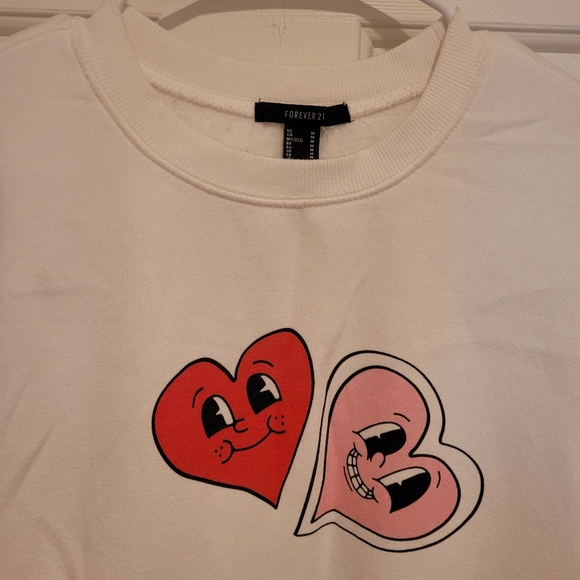 Valentines Day Hearts Graphic White Sweatshirt pullover size Medium - Picture 10 of 14